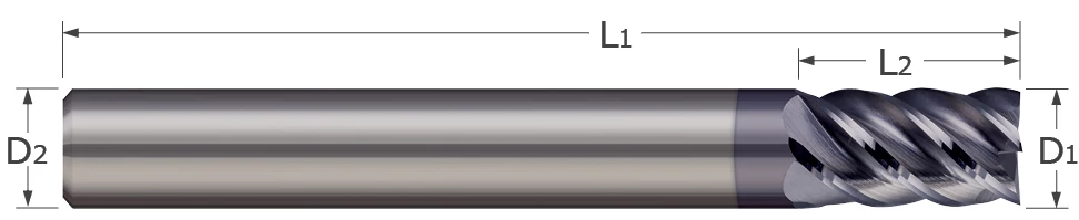 End Mills for Steels & High Temp Alloys-Square-5 Flute-Stub & Standard