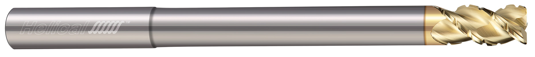 0.2500" (1/4) Cutter DIA x 0.2500" (1/4) Shank DIA x 0.0200" Radius x 0.3750" (3/8) Length of Cut x 4.0000" (4) Overall Length x 0.7500" (3/4) Reach Carbide 45° Helix Corner Radius End Mill for Aluminum, 3 Flutes, ZPLUS Coated - (H45AL-C-RN-S-30250-R.020)