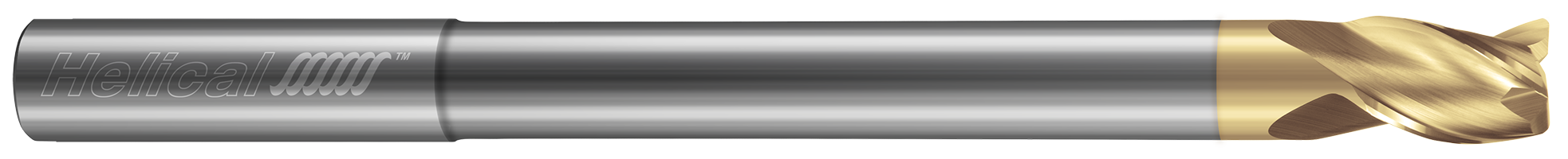 0.1250" (1/8) Cutter DIA x 0.1250" (1/8) Shank DIA x 0.0100" Radius x 0.1562" (5/32) Length of Cut x 3.0000" (3) Overall Length x 0.5000" (1/2) Reach Carbide 35° Helix Corner Radius End Mill for Aluminum, 3 Flutes, ZPLUS Coated - (H35AL-RN-R-30125-R.010)