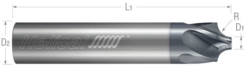 Corner Rounding End Mills-Helical Flute-3 & 5 Flute-High Performance