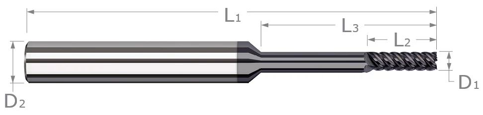 Variable Helix End Mills for Medium Alloy Steels-Finishers-Square-Long Reach