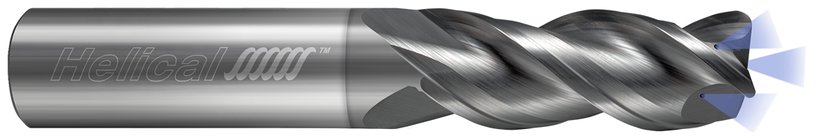 0.2500" (1/4) Cutter DIA x 0.2500" (1/4) Shank DIA x 0.0150" (1/64) Radius x 0.3750" (3/8) Length of Cut x 2.0000" (2) Overall Length Carbide Corner Radius Coolant Through End Mill for Aluminum, 3 Flutes, NPLUS Coated - (H40ALVC-015-30250-R.015)