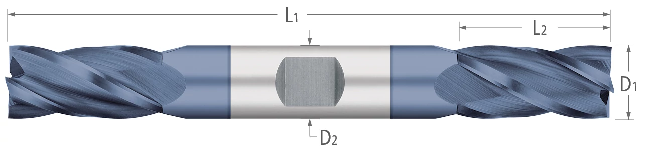 Carbide-4 Flute-Square-30° Helix-Double-Ended