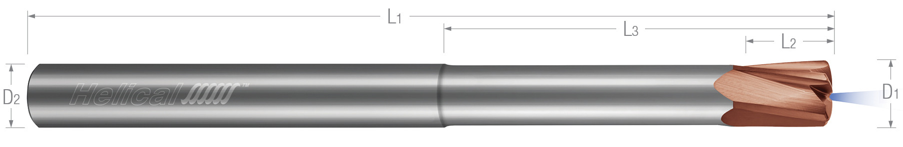 High Feed End Mills-Steels up to 45 Rc-Variable Pitch-Coolant Through-Reduced Neck