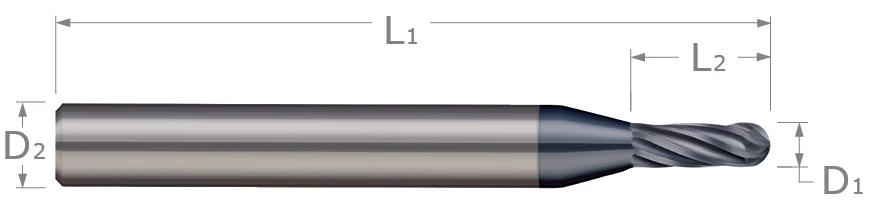 End Mills for Hardened Steels-Ball-For Steels 45-68 Rc