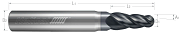 Tapered End Mills-4 Flute-Ball-Variable Pitch