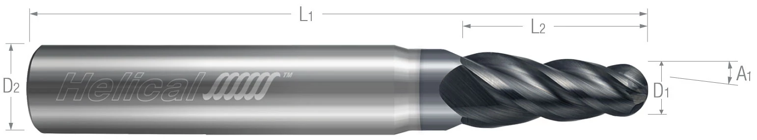 Tapered End Mills-4 Flute-Ball-Variable Pitch