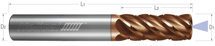 High Feed Mills-Combination Feed & HEM-5 Flute-Chipbreaker-Variable Pitch-Coolant Through