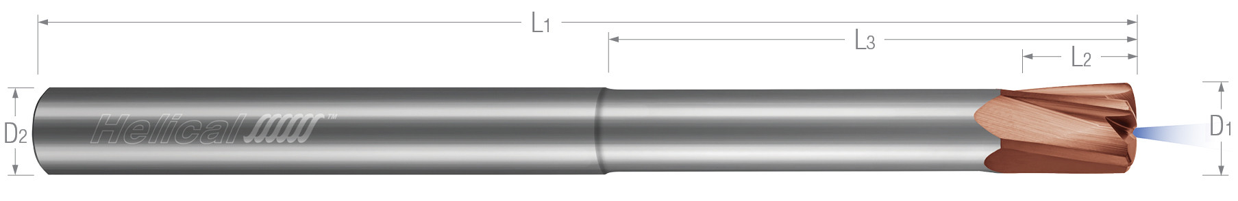 High Feed End Mills - Steels up to 45 Rc - Metric - Variable Pitch - Coolant Through - Reduced Neck