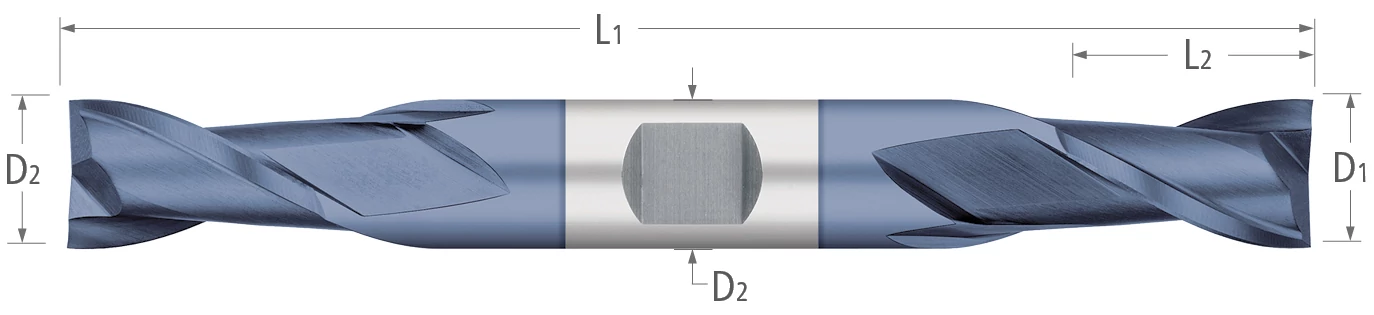 Cobalt-2 Flute-Square-30° Helix-Double-Ended