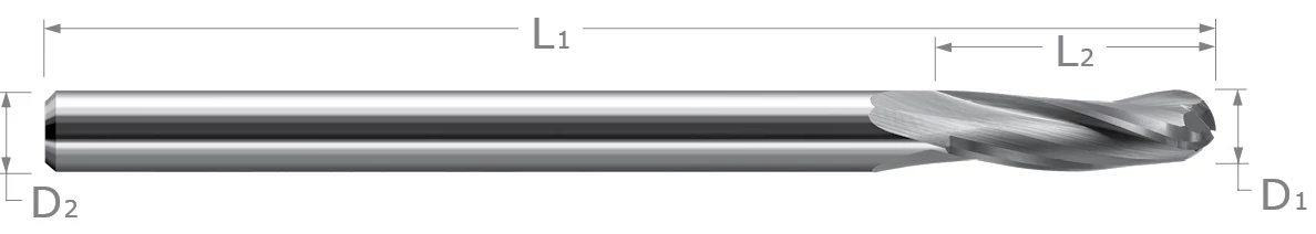 End Mills for Plastics-Finishers-Ball Upcut-3 Flute-Slow Helix