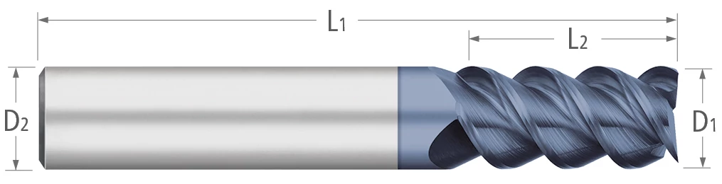 Carbide-3 Flute-Square-60° Helix