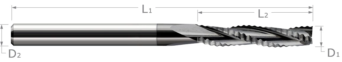 End Mills for Plastics-Roughers-Square Upcut-3 Flute-Slow Helix