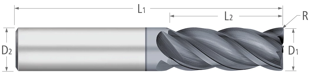 VI-PRO End Mills-4 Flute-Corner Radius