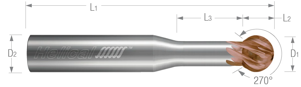 Undercutting End Mills-270°-6 Flute-High Performance