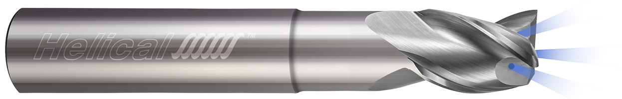 0.3750" (3/8) Cutter DIA x 0.3750" (3/8) Shank DIA x 0.5000" (1/2) Length of Cut x 2.2500" (2-1/4) Overall Length x 1.1250" (1-1/8) Reach Carbide Square Coolant Through High Balance End Mill for Aluminum, 3 Flutes, Uncoated - (HMGC-RN-030-30375)