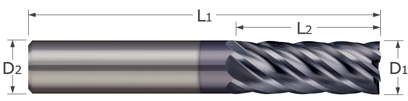 End Mills for Steels & High Temp Alloys-Square-4 & 6 Flute