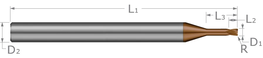 End Mills for Hardened Steels -Tight Tolerance-Corner Radius-For Steels 70 Rc