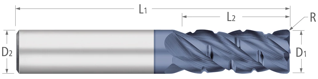 Carbide-Roughers-4 Flute-Corner Radius-40° Helix-Rougher/Finisher