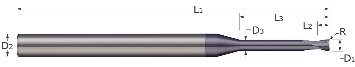 End Mills-Corner Radius-2 Flute-Reduced Neck