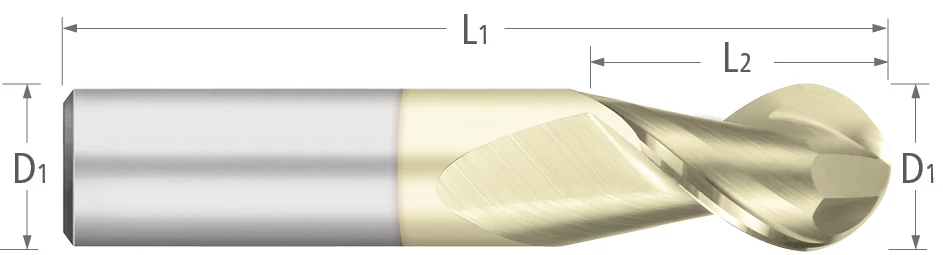 Carbide-For Aluminum-2 Flute-Ball-45° Helix