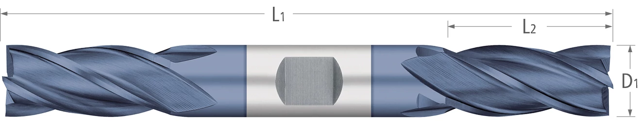 Cobalt-4 Flute-Square-30° Helix-Double-Ended