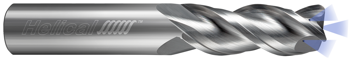 0.2500" (1/4) Cutter DIA x 0.2500" (1/4) Shank DIA x 0.0150" (1/64) Radius x 0.3750" (3/8) Length of Cut x 2.0000" (2) Overall Length Carbide Corner Radius Coolant Through End Mill for Aluminum, 3 Flutes, Uncoated - (H40ALVC-015-30250-R.015)