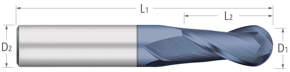 Carbide-2 Flute-Ball-30° Helix-NC Tolerance