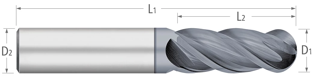 VI-PRO End Mills-4 Flute-Ball