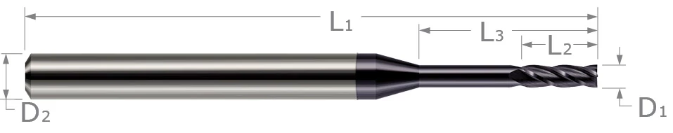 Miniature End Mills-Square-Long Reach, Standard Flute-Metric