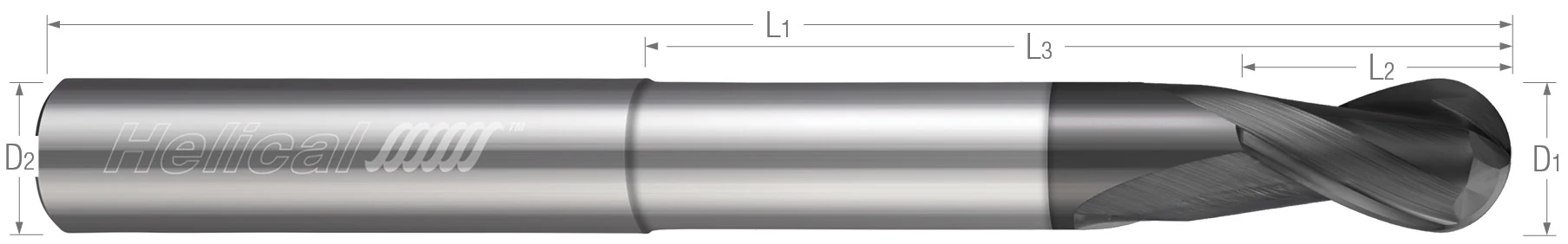 2 Flute-Ball-30° Helix-Reduced Neck