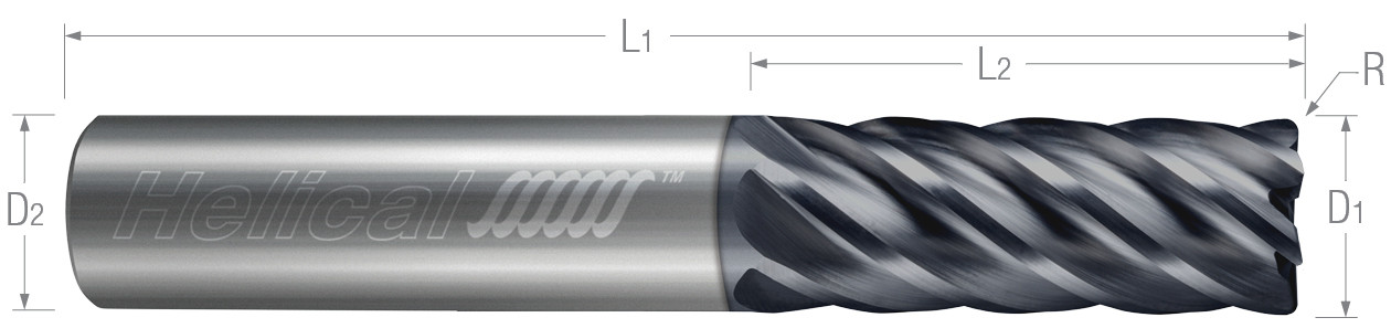 6 Flute, Corner Radius-Variable Pitch-Metric (Aplus)