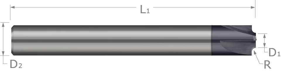 Corner Rounding End Mills-4 Flute-Flared-High Performance