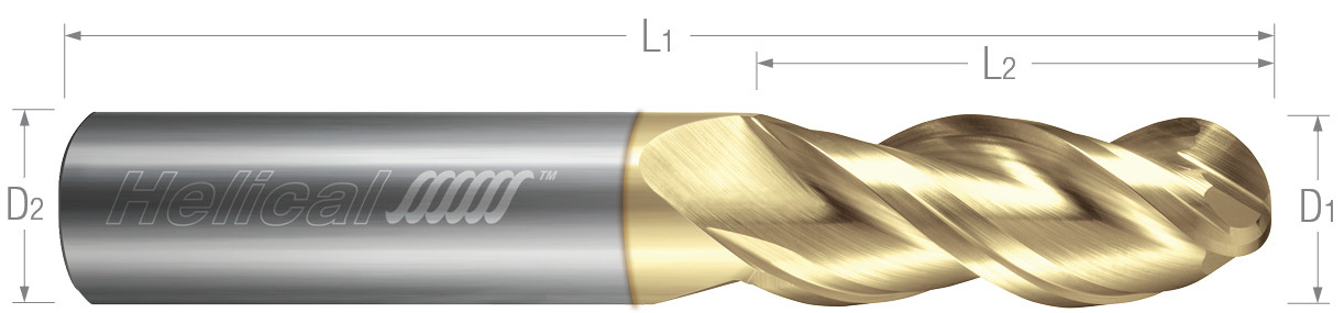 3 Flute, Ball-40° Helix, Variable Pitch