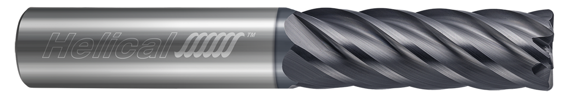 0.2500" (1/4) Cutter DIA x 0.2500" (1/4) Shank DIA x 0.0100" Radius x 0.5000" (1/2) Length of Cut x 2.5000" (2-1/2) Overall Length Carbide Corner Radius End Mill for Titanium, 6 Flutes, APLUS Coated - (HVTI-020-60250-R.010)
