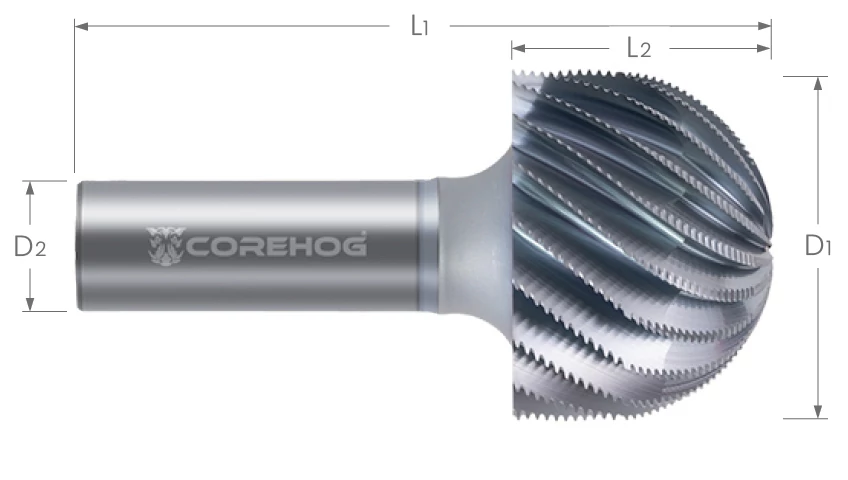 Honeycomb Core Roughing Tools-CoreHoggers-Ball End-Reduced Shank