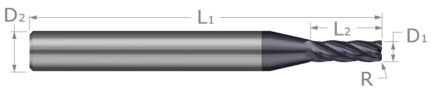 Miniature End Mills-Corner Radius-Stub & Standard-5 Flute