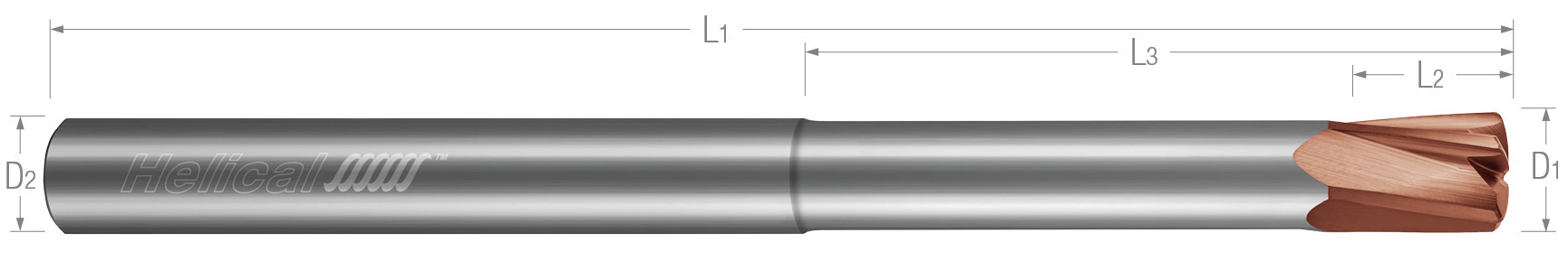 High Feed End Mills-Steels up to 45 Rc-Metric-Variable Pitch-Reduced Neck