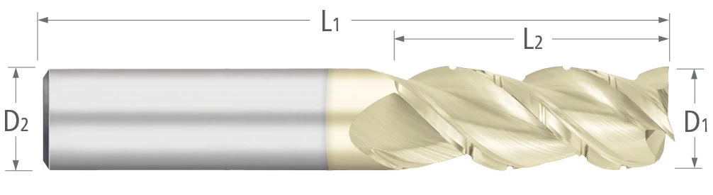 Carbide-For Aluminum-3 Flute-Square-45° Helix-Chipbreaker